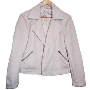 Philosophy Light Pink Faux Suede Leather Moto Jacket Large Ladies Women's
